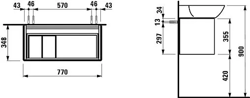Тумба под умывальник подвесная Laufen Ino 77 белый матовый 4.2540.1.030.170.1