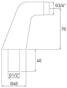 Переходник угловой для смесителя на край ванны Gross Aqua хром J0134, 2