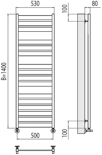 Полотенцесушитель водяной лесенка Terminus Латте П16 500х1400 полированная сталь 4670078530721