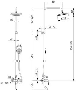 Душевая система со смесителем для ванны IDDIS Male хром MALSB3Fi06, 2
