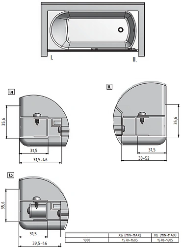 Шторка на ванну 1600мм прозрачное стекло Roltechnik LLV2/1600 572-1600000-00-02