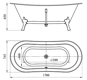 Ванна акриловая отдельностоящая Radomir Орли 170х75 хром 1-01-2-0-1-143, 2
