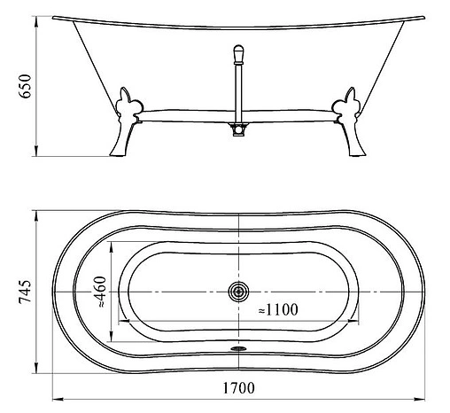 Ванна акриловая отдельностоящая Radomir Орли 170х75 хром 1-01-2-0-1-143 Ванна акриловая отдельностоящая Radomir Орли 170х75 хром 1-01-2-0-1-143