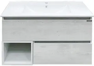 Тумба-умывальник подвесная Comforty Турин 90 дуб белый/белый 00004147127CF Тумба-умывальник подвесная Comforty Турин 90 дуб белый/белый 00004147127CF, 1