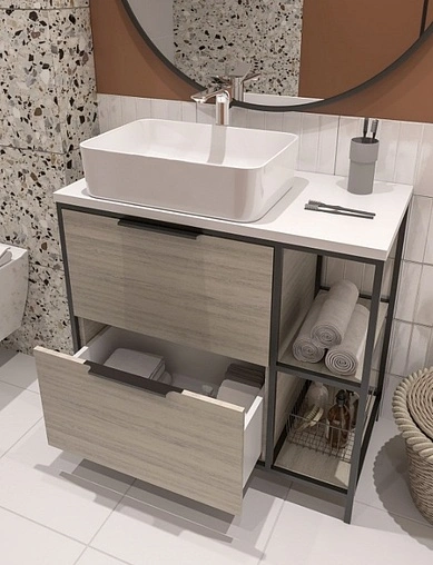 Тумба под умывальник напольная Cersanit Bosquet 80 дуб 63012