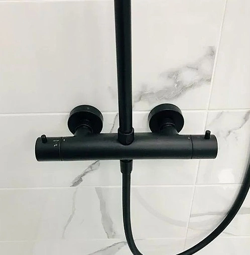 Душевая система с термостатом для душа Paffoni Birillo чёрный матовый ZCOL684LIQNO