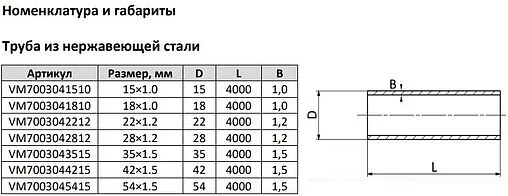 Труба из нержавеющей стали Varmega Inox Press 54 x 1.5 мм штанга 4м VM7003045415