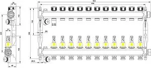 Группа коллекторная с расходомерами 11 отводов 1&quot;нг x ¾&quot;ек TECEfloor SLQ 77310011, 2