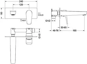 Смеситель для раковины из стены Aquatek Бетта хром AQ1113CR, 2