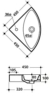 Раковина Kerasan Cento 47 белый 354101*1 Раковина Kerasan Cento 47 белый 354101*1, 3