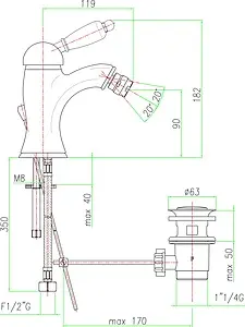 Смеситель для биде Fiore Imperial хром/белый 83CR5321 Смеситель для биде Fiore Imperial хром/белый 83CR5321, 2