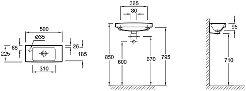 Раковина Jacob Delafon Odeon Up 50 белый E4701L-00