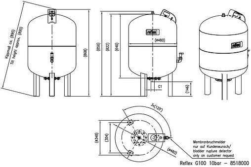 Расширительный бак Reflex G 100л 10 бар 8518000
