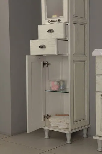 Шкаф-пенал напольный Aquaton Жерона 35 L черное серебро 1A158903GEM5L