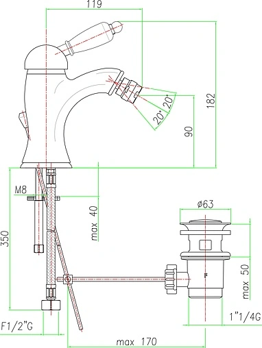 Смеситель для биде Fiore Imperial хром/белый 83CR5321 Смеситель для биде Fiore Imperial хром/белый 83CR5321