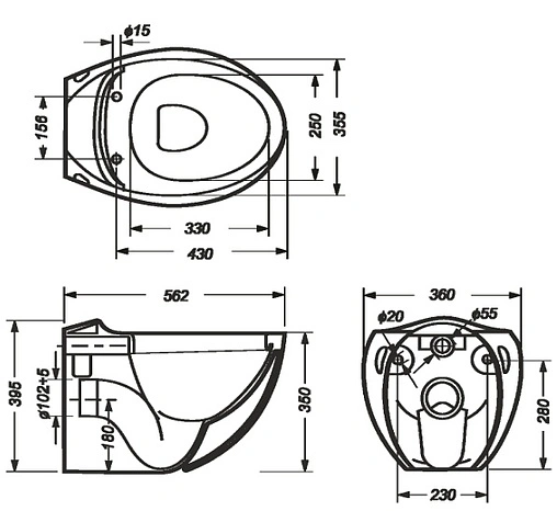 Унитаз подвесной Sanita Luxe Ringo белый WC.WH/Ringo/DM/WHT.G/S1
