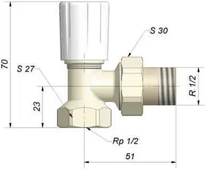 Вентиль регулирующий угловой ½" в/н Schlosser Standard 601400016 Вентиль регулирующий угловой ½" в/н Schlosser Standard 601400016, 2