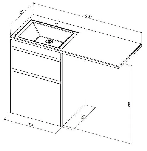 Тумба-умывальник напольная Aquanet Токио 120 R дуб веллингтон 00333648+00235500