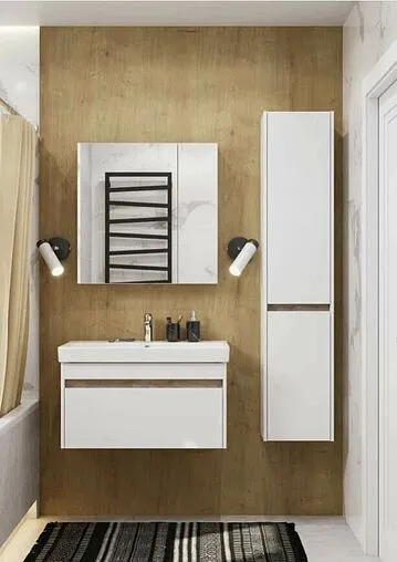 Тумба-умывальник подвесная Aquaton Марти 80 белый/ясень шимо 1A2832K0MY010