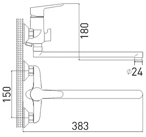 Смеситель для ванны с длинным изливом Gross Aqua Vista хром 7244267C-35L(F) Смеситель для ванны с длинным изливом Gross Aqua Vista хром 7244267C-35L(F), 2