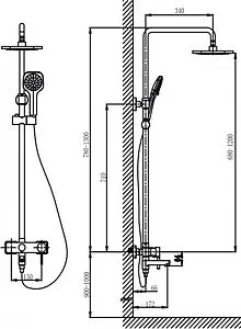 Душевая система со смесителем для ванны Timo Hette белый/хром SX-1020/00 white, 2