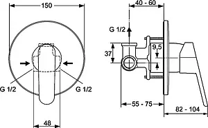 Смеситель для душа скрытого монтажа Ideal Standard Ceraplan 2 хром A5960AA Смеситель для душа скрытого монтажа Ideal Standard Ceraplan 2 хром A5960AA, 3