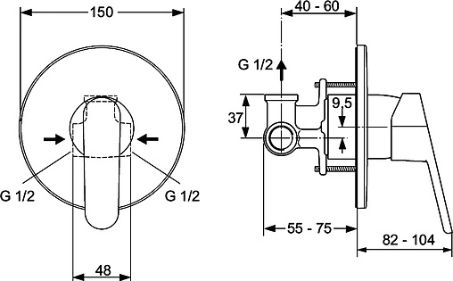 Смеситель для душа скрытого монтажа Ideal Standard Ceraplan 2 хром A5960AA