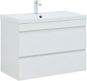 Тумба-умывальник подвесная Aquanet Нота New 90 белый глянец 00335419+00284114 Тумба-умывальник подвесная Aquanet Нота New 90 белый глянец 00335419+00284114, 1