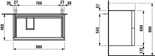 Тумба под умывальник подвесная Laufen Kartell 90 белый матовый 4.0761.8.033.640.1
