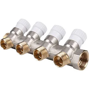 Коллектор регулирующий проходной 4 отвода ¾"в/н x ½"к Stout SMB 6851 341204 Коллектор регулирующий проходной 4 отвода ¾"в/н x ½"к Stout SMB 6851 341204, 1