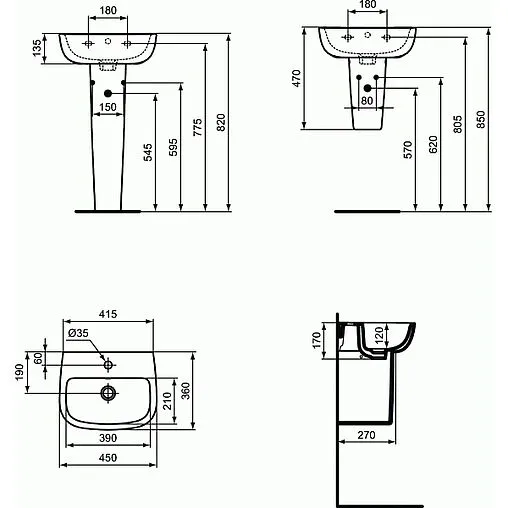 Пьедестал Ideal Standard Esedra белый T290401
