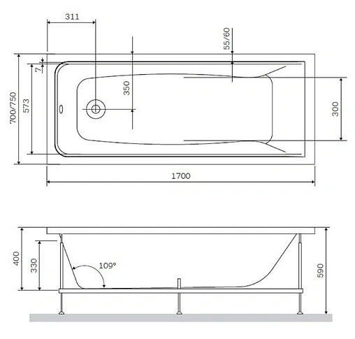 Каркас для ванны Am.Pm Gem 170x70 W90A-170-070W-R