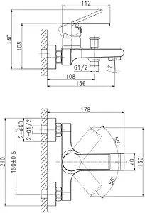 Смеситель для ванны Cersanit Brasko Black чёрный матовый 63108, 2