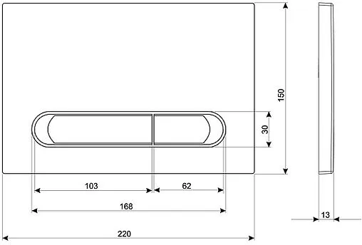 Клавиша смыва для унитаза KK-POL M09 350/PPS/061-00-00 сатин