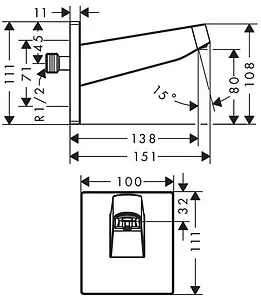 Держатель верхнего душа на стену Hansgrohe Pulsify 260 белый матовый 24149700, 2