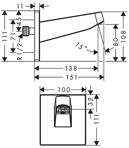 Держатель верхнего душа на стену Hansgrohe Pulsify 260 белый матовый 24149700