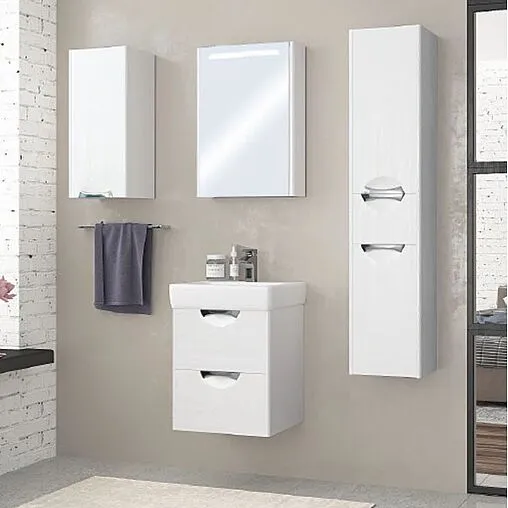 Шкаф-пенал подвесной с бельевой корзиной Aquaton Сильва 30 L дуб полярный 1A215603SIW7L