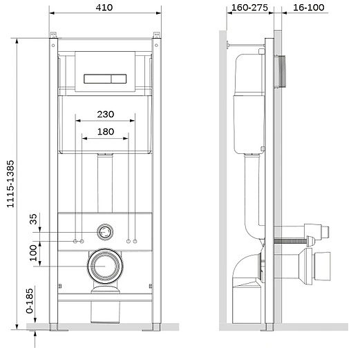 Инсталляция для подвесного унитаза Set 4 в 1 Am.Pm Start I012703.0251 с кнопкой хром глянцевый