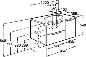 Тумба под умывальник подвесная Roca Etna 100 белый глянец 857302806 Тумба под умывальник подвесная Roca Etna 100 белый глянец 857302806, 2