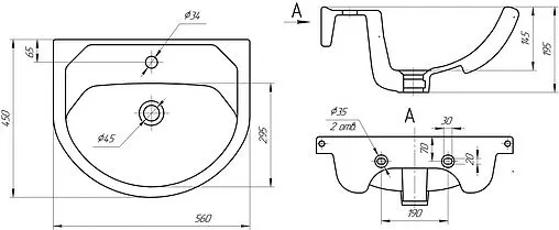 Раковина Универсал Исеть 55 белый 4607152360509