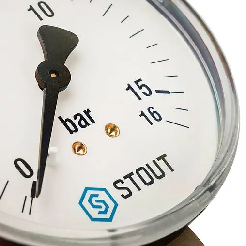 Манометр радиальный Stout 80мм 16 бар ¼&quot; SIM-0010-801615