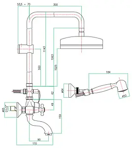 Душевая система со смесителем для ванны Fiore Margot хром 26CR0619 Душевая система со смесителем для ванны Fiore Margot хром 26CR0619, 2