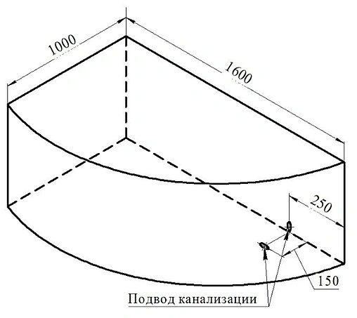 Ванна акриловая Radomir Модерна 160х100 L 2-01-0-1-1-214