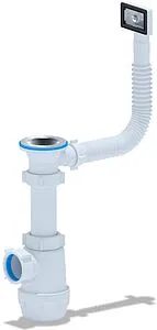 Сифон бутылочный для мойки с переливом Ани Пласт Грот A0140S, 1