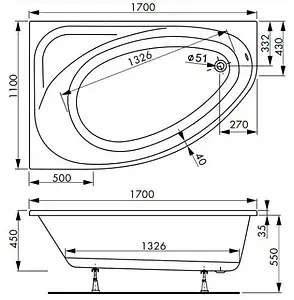 Ванна акриловая Vagnerplast Hapi 170x110 L VPBA170HAP3LX-04 Ванна акриловая Vagnerplast Hapi 170x110 L VPBA170HAP3LX-04, 2