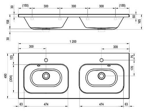 Раковина Ravak Chrome 120 белый XJG01112000