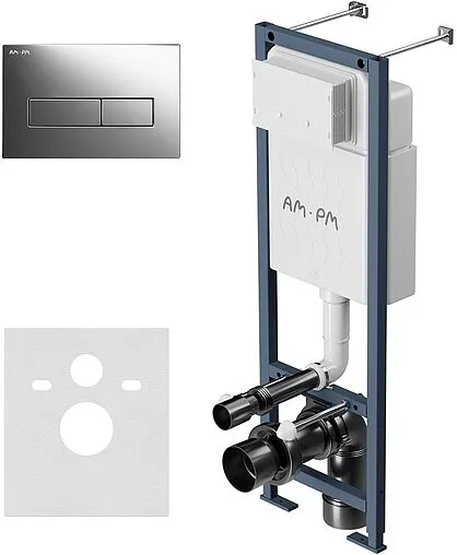 Инсталляция для подвесного унитаза Set 4 в 1 Am.Pm ErgoFit I012711.0351 с кнопкой хром глянцевый