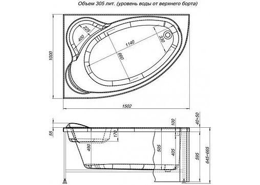 Панель для ванны фронтальная правая Aquanet Mayorca 150 R белый 00161977