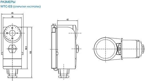 Механический термостат накладной WATTS WTC-ES IP40 10025518
