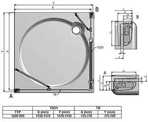 Душевое ограждение 1200x800мм прозрачное стекло Roltechnik Tower Line TDO1+TB/1200*800 724-1200000-00-02+725-8000000-00-02 Душевое ограждение 1200x800мм прозрачное стекло Roltechnik Tower Line TDO1+TB/1200*800 724-1200000-00-02+725-8000000-00-02, 2